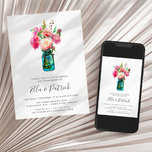Uitnodiging Peony Bouquet Engagement Party