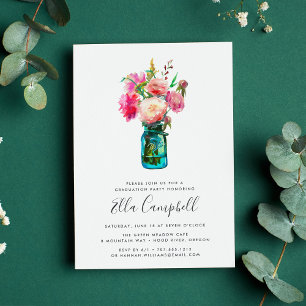 Uitnodiging Peony Bouquet Graduation Party