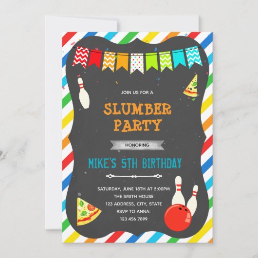 Uitnodiging pizza bowling (Voorkant)