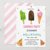 Uitnodiging pizza en ijs verjaardagsfeest (Voorkant / Achterkant)
