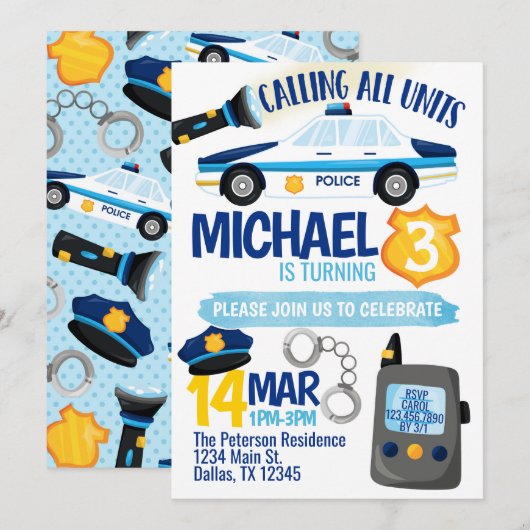 Uitnodiging politie politie politie politie politi (Voorkant / Achterkant)