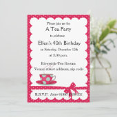 Uitnodiging Polka Dot Tea Party (Staand voorkant)