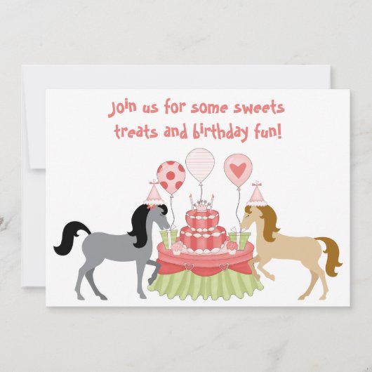 Uitnodiging  ponies Horse Birthday (Voorkant)