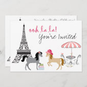 Uitnodiging  ponies Paris Horse Birthday (Voorkant / Achterkant)