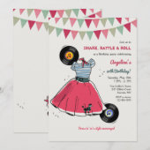 Uitnodiging Poodle Rok Hop-feest (Voorkant / Achterkant)