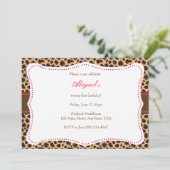 Uitnodiging Pretty Cheetah (Staand voorkant)