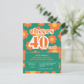 Uitnodiging "Proost 40 jaar" retro groen 40th (Staand voorkant)