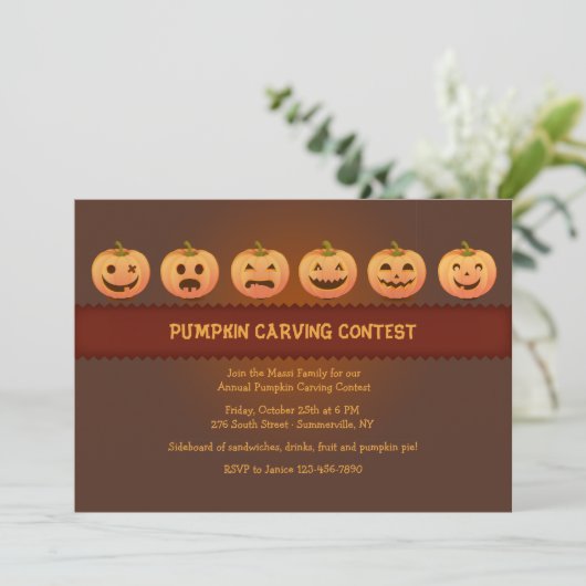 Uitnodiging Pumpkin Carving Contest (Staand voorkant)