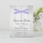 Uitnodiging Purple Dragonfly Save the Date (Staand voorkant)