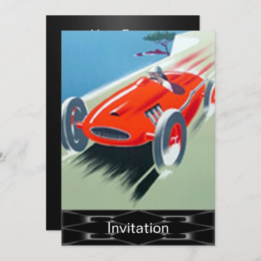 Uitnodiging raceauto (Voorkant / Achterkant)