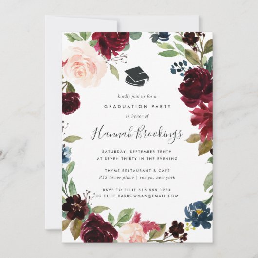 Uitnodiging Radiant Bloom Graduation Party (Voorkant)