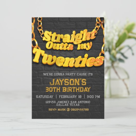 Uitnodiging rechtstreeks uit mijn twintiger jaren (Staand voorkant)