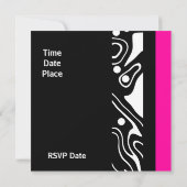 Uitnodiging Retro Bright roze Wild Zwart wit (Achterkant)