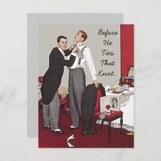 Uitnodiging Retro Stijl voor Jonggezellenfeest (Voorkant / Achterkant)