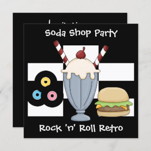 Uitnodiging Rock 'n' Roll Retro Soda Shop Party