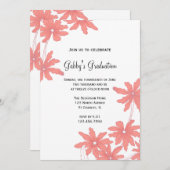 Uitnodiging Rode Daisies Gradues Party (Voorkant / Achterkant)