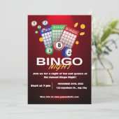 Uitnodiging Rode Donkere Bingo Avond Feest (Staand voorkant)