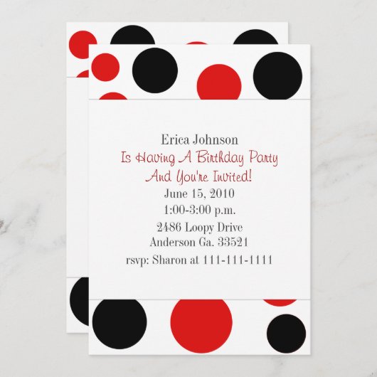 Uitnodiging Rode en Zwarte Circles (Voorkant / Achterkant)
