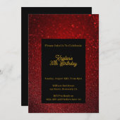 Uitnodiging Rode Glitter Birthday personaliseren (Voorkant / Achterkant)