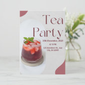 Uitnodiging Rode Groene Thee Feest (Staand voorkant)