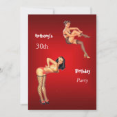 Uitnodiging rode pop-up meisjes (Voorkant)