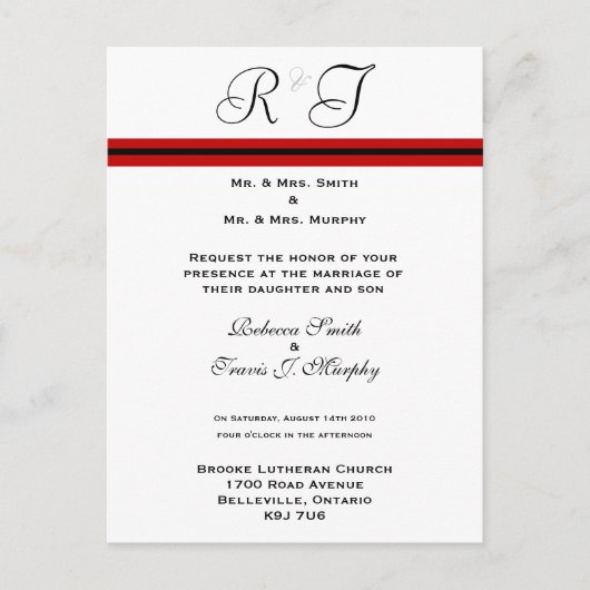 Uitnodiging - Rode & Zwarte Lijn (Voorkant)