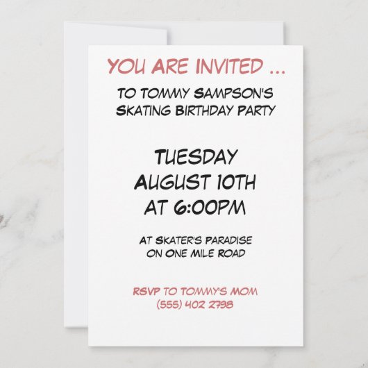 Uitnodiging - Rollapilla voor kinderen (Achterkant)