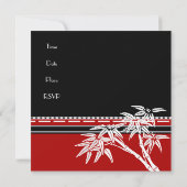 Uitnodiging Rood Zwart Wit Aziatische Bamboe (Achterkant)