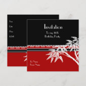 Uitnodiging Rood Zwart Wit Aziatische Bamboe TEST (Voorkant / Achterkant)