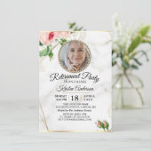 Uitnodiging Rosy Marble Luxury Retirement Party (Staand voorkant)