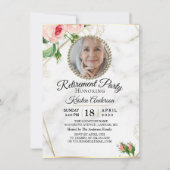Uitnodiging Rosy Marble Luxury Retirement Party (Voorkant)