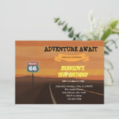 Uitnodiging Route 66 verjaardagsfeest (Staand voorkant)