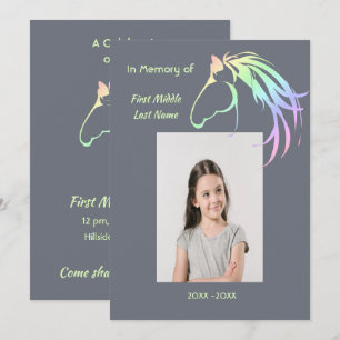 Uitnodiging rouwdienst waterverf pastel paard