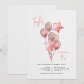 Uitnodiging Roze Ballonnen (Voorkant / Achterkant)