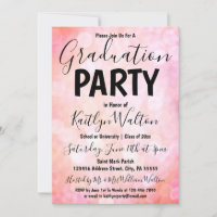 Uitnodiging roze Bokeh Graduation Party
