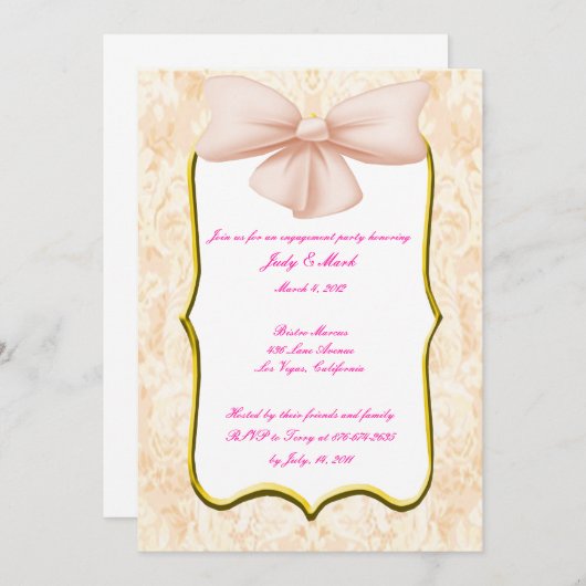 Uitnodiging roze bus Engagement Party (Voorkant / Achterkant)