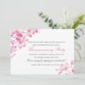 Uitnodiging  roze Floral Housewarming Party (Staand voorkant)