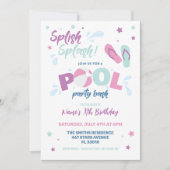 Uitnodiging Roze Zwembadfeest (Voorkant)