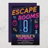 Uitnodiging Scape Room Verjaardagsfeest Template (Voorkant / Achterkant)