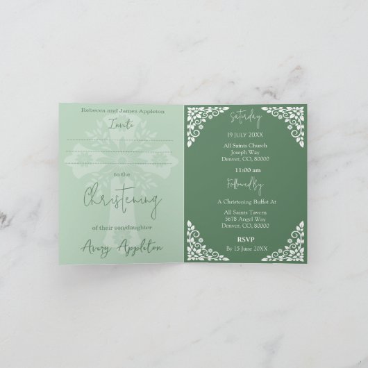 Uitnodiging (schrijven) Bloemenkruisdoop Fern Gree (Binnen)