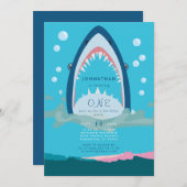 Uitnodiging Shark Bite Birthday Party (Voorkant / Achterkant)