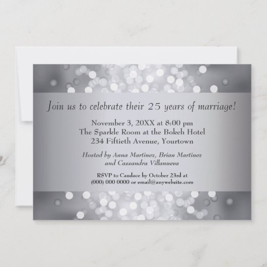 Uitnodiging Silver Bokeh 25e jubileumfeest (Achterkant)