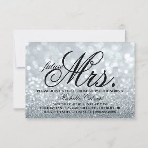 Uitnodiging - Silver Glitter Fab Shower future Mrs