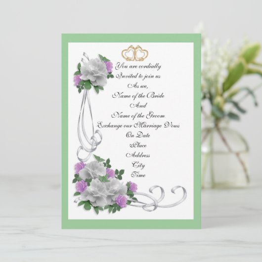 Uitnodiging sjabloon elegante witte rozen (Staand voorkant)