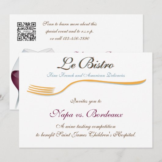 Uitnodiging Sjabloon Fine Dining French (Voorkant / Achterkant)