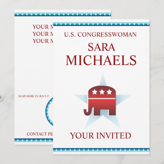 Uitnodiging Sjabloon Republikeinse olifant (Voorkant / Achterkant)
