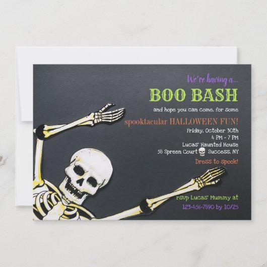 Uitnodiging Skeleton Halloween Party (Voorkant)