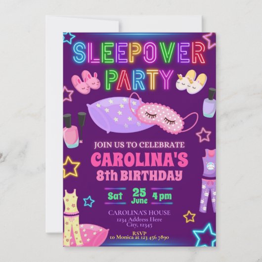 Uitnodiging Slaapfeest (Voorkant)