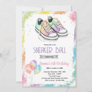 Uitnodiging sneaker bal meisjesfeest