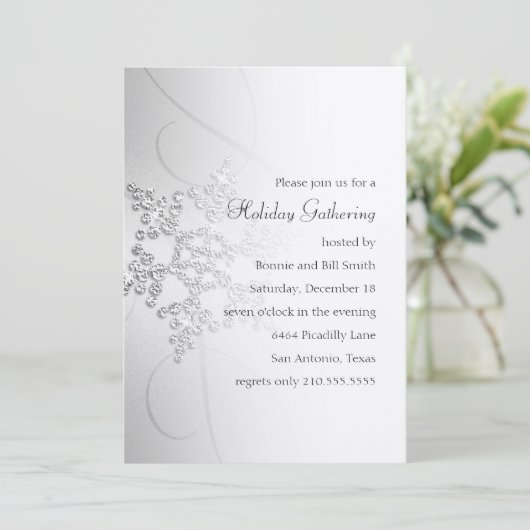 Uitnodiging Snowflake Holiday (Staand voorkant)